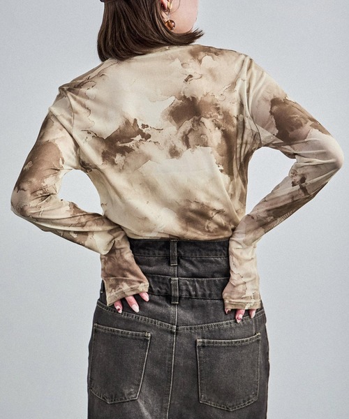 Fashion Letter(ファッションレター)の「ニュアンスタイダイ シアーカットソー(Tシャツ/カットソー・レディース・ブラウン/パープル/ミント/ベージュ・M)」の11枚目の写真
