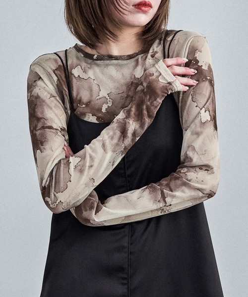 Fashion Letter(ファッションレター)の「ニュアンスタイダイ シアーカットソー(Tシャツ/カットソー・レディース・ブラウン/パープル/ミント/ベージュ・M)」の14枚目の写真