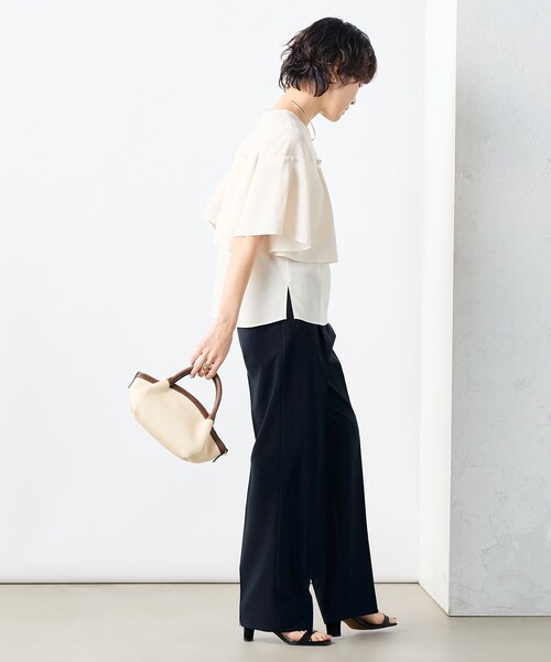 NOLLEY’S（ノーリーズ）の「《セットアップ対応》ウォッシャブルドライトロピカルセミワイド美脚パンツ（その他パンツ・レディース・ネイビー/ブラウン/ベージュ・36/38/40）」の5枚目の写真