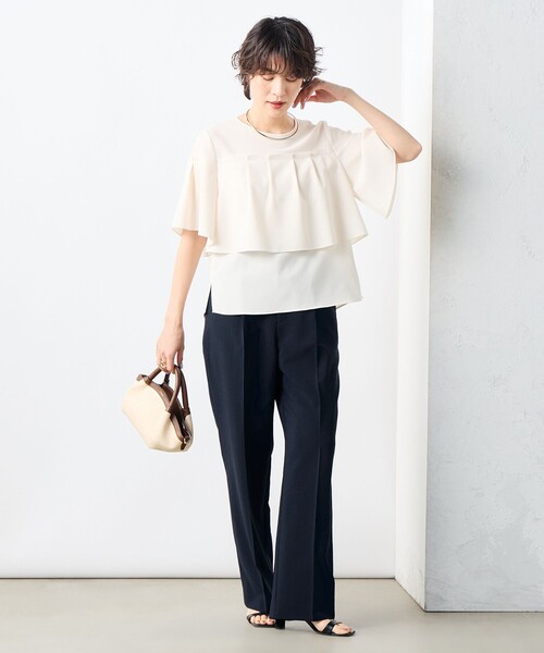 NOLLEY’S（ノーリーズ）の「《セットアップ対応》ウォッシャブルドライトロピカルセミワイド美脚パンツ（その他パンツ・レディース・ネイビー/ブラウン/ベージュ・36/38/40）」の6枚目の写真