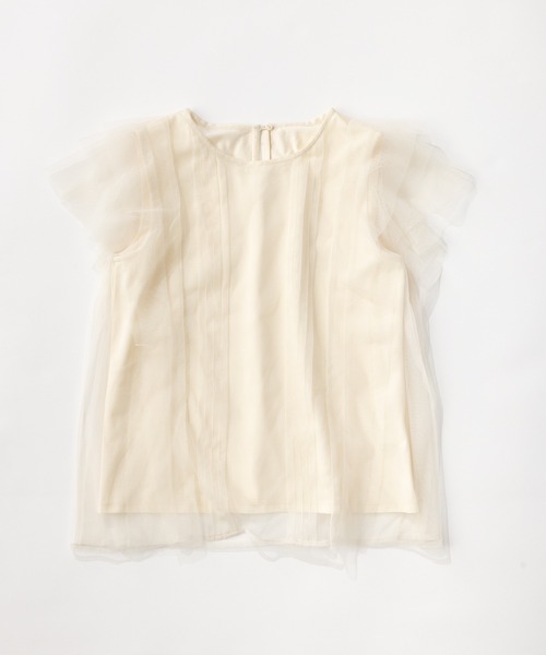 STRAWBERRY-FIELDS（ストロベリーフィールズ）の「ノースリーブチュールレイヤードトップス（Tシャツ/カットソー・レディース・ブラック/キナリ・2）」の2枚目の写真