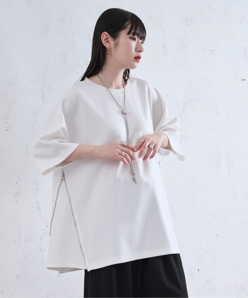 2WAYサイドジップポンチTシャツ（Tシャツ/カットソー）｜Ellno Loset