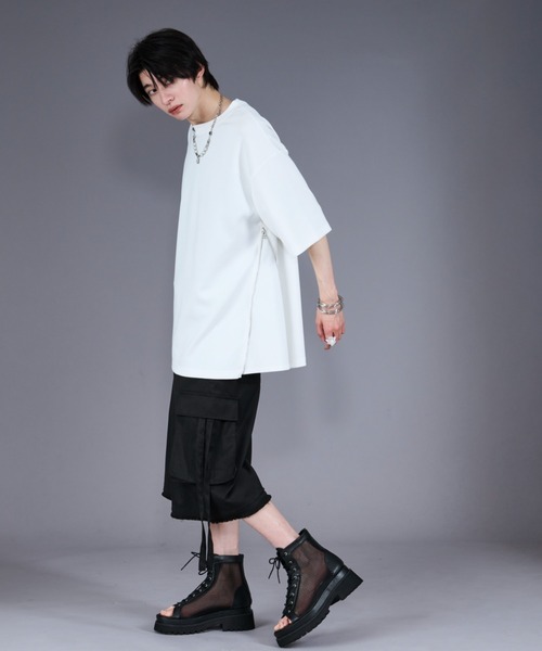 Ellno Loset(エルノロゼット)の「2WAYサイドジップポンチTシャツ(Tシャツ/カットソー・メンズ・レッド/ブラック/オフホワイト・LARGE/MEDIUM/SMALL)」の12枚目の写真