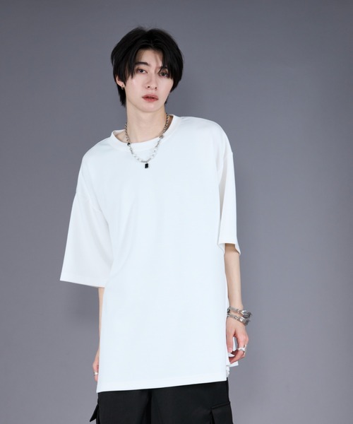 Ellno Loset(エルノロゼット)の「2WAYサイドジップポンチTシャツ(Tシャツ/カットソー・メンズ・レッド/ブラック/オフホワイト・LARGE/MEDIUM/SMALL)」の4枚目の写真