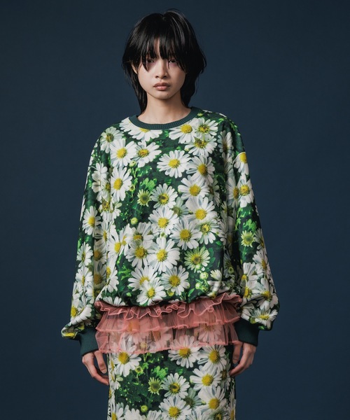 NON TOKYO（ノントーキョー）の「PRINT FLEECE PULLOVER TOP（スウェット・レディース・ピンク/ホワイト×グリーン/ホワイト×ブルー・FREE）」の5枚目の写真