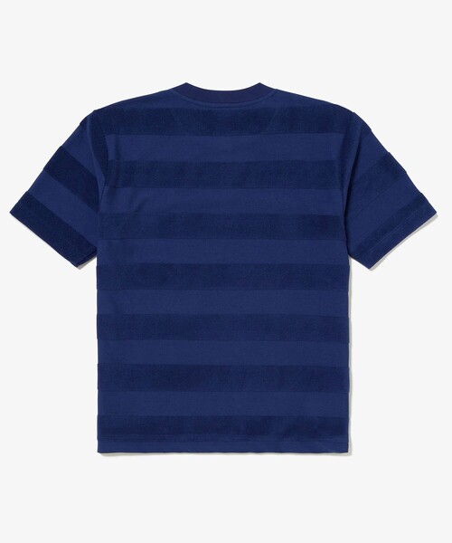 オーバーサイズ パイル地切り替え同色ボーダーTシャツ（Tシャツ