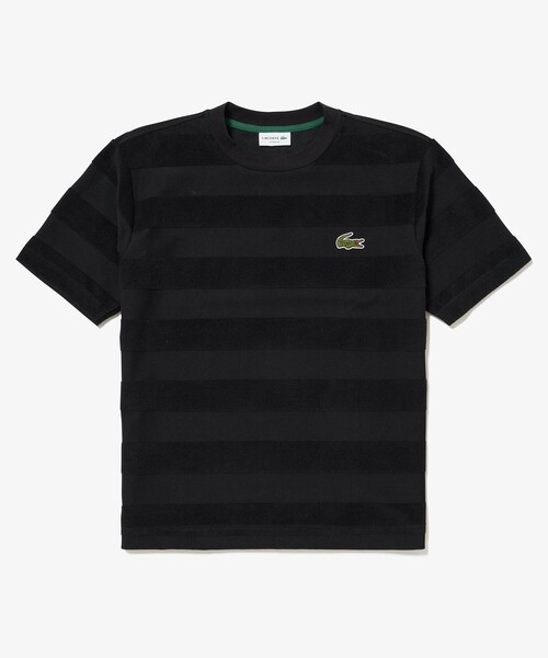 LACOSTE(ラコステ)の「オーバーサイズ パイル地切り替え同色ボーダーTシャツ(Tシャツ/カットソー・メンズ・ネイビー/カーキ/ホワイト/ブラック・2/5/4/3)」の3枚目の写真