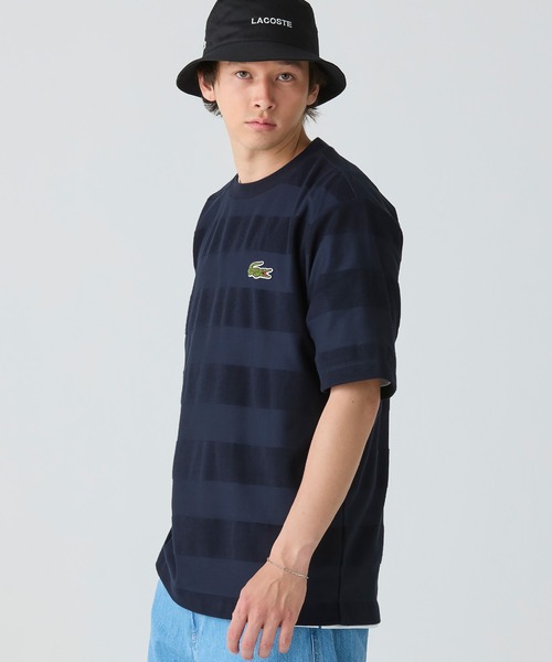 LACOSTE(ラコステ)の「オーバーサイズ パイル地切り替え同色ボーダーTシャツ(Tシャツ/カットソー・メンズ・ネイビー/カーキ/ホワイト/ブラック・2/5/4/3)」の13枚目の写真