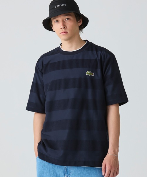 ラコステ（LACOSTE）/オーバーサイズ パイル地切り替え同色ボーダーTシャツ オーバーサイズ パイル地切り替え同色ボーダーTシャツ（Tシャツ