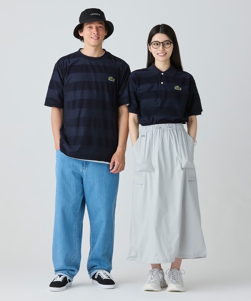 オーバーサイズ パイル地切り替え同色ボーダーTシャツ（Tシャツ