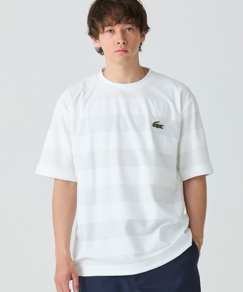 オーバーサイズ パイル地切り替え同色ボーダーTシャツ（Tシャツ