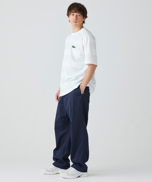 LACOSTE(ラコステ)の「オーバーサイズ パイル地切り替え同色ボーダーTシャツ(Tシャツ/カットソー・メンズ・ネイビー/カーキ/ホワイト/ブラック・2/5/4/3)」の7枚目の写真