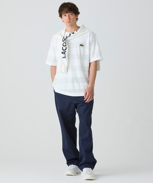 LACOSTE(ラコステ)の「オーバーサイズ パイル地切り替え同色ボーダーTシャツ(Tシャツ/カットソー・メンズ・ネイビー/カーキ/ホワイト/ブラック・2/5/4/3)」の9枚目の写真