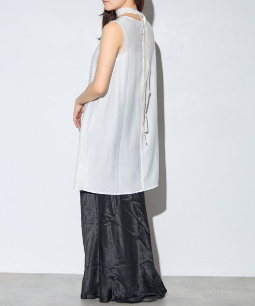 leimn(レイムン)の「リネンタッチチュニック(チョーカー)(ワンピース・レディース・ホワイト/ブラック・M)」の7枚目の写真