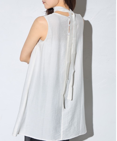leimn(レイムン)の「リネンタッチチュニック(チョーカー)(ワンピース・レディース・ホワイト/ブラック・M)」の4枚目の写真