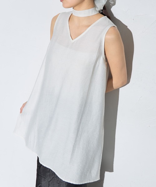 leimn(レイムン)の「リネンタッチチュニック(チョーカー)(ワンピース・レディース・ホワイト/ブラック・M)」の5枚目の写真