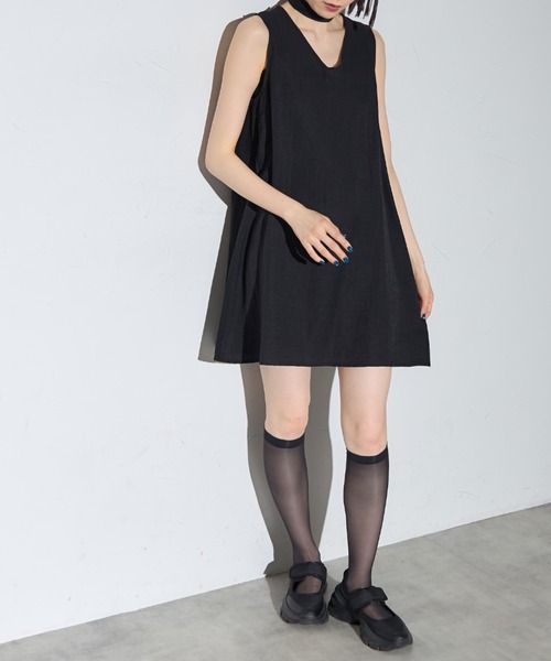 leimn(レイムン)の「リネンタッチチュニック(チョーカー)(ワンピース・レディース・ホワイト/ブラック・M)」の11枚目の写真