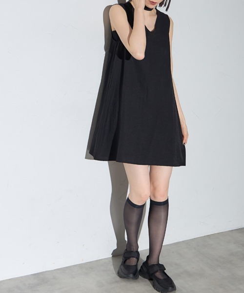 leimn(レイムン)の「リネンタッチチュニック(チョーカー)(ワンピース・レディース・ホワイト/ブラック・M)」の8枚目の写真