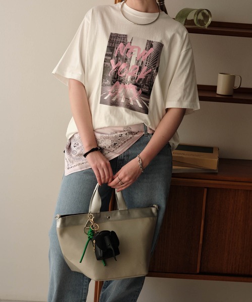 MIAMIA ハンドバッグプリント Tシャツ 半袖 フォトプリントNY・Tシャツ（Tシャツ/カットソー）｜Mia （ミア