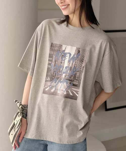 Mia (ミア)の「フォトプリントNY・Tシャツ(Tシャツ/カットソー・レディース・杢グレー/オフホワイト・FREE)」の13枚目の写真