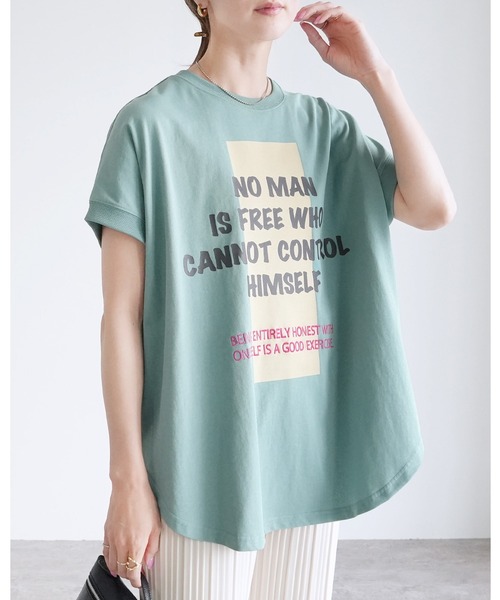 tシャツ 「接触冷感」ラウンドヘムTシャツ レディース セール】【接触冷感】ラウンドヘムチュニックロゴTシャツ（T