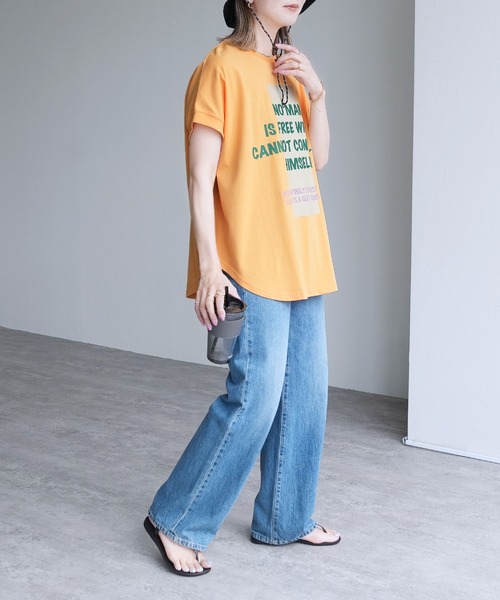 接触冷感】ラウンドヘムチュニックロゴTシャツ（Tシャツ