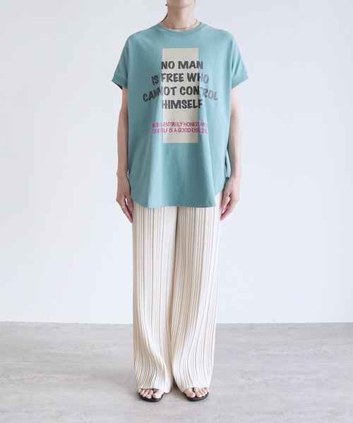 tシャツ 「接触冷感」ラウンドヘムTシャツ レディース 接触冷感】ラウンドヘムチュニックロゴTシャツ（Tシャツ