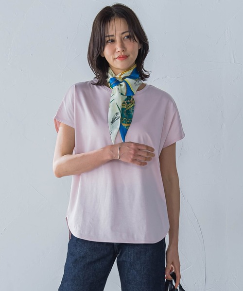 LAUTREAMONT(ロートレアモン)の「【WEB限定】【3サイズ】スムースコットンラウンドヘムカットソー≪洗える/接触冷感≫(Tシャツ/カットソー・レディース・ネイビー/ベージュ/ブラック/ライトブルー/チャコールグレー/ホワイト/ピンク・11号/9号/7号)」の7枚目の写真