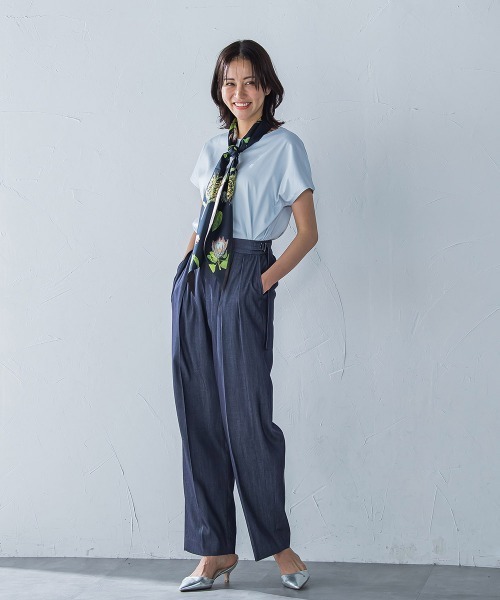 LAUTREAMONT(ロートレアモン)の「【WEB限定】【3サイズ】スムースコットンラウンドヘムカットソー≪洗える/接触冷感≫(Tシャツ/カットソー・レディース・ネイビー/ベージュ/ブラック/ライトブルー/チャコールグレー/ホワイト/ピンク・11号/9号/7号)」の8枚目の写真