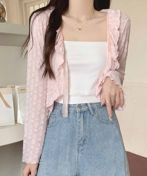 shoppinggo(ショッピングゴー)の「サマーカーディガン 透かし編み(カーディガン/ボレロ・レディース・ピンク/ホワイト/ベージュ/ブラック/ブルー・L)」の16枚目の写真