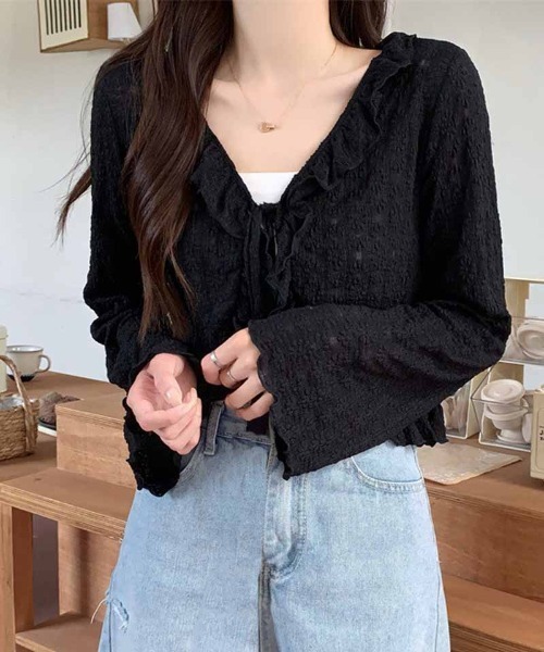 shoppinggo(ショッピングゴー)の「サマーカーディガン 透かし編み(カーディガン/ボレロ・レディース・ピンク/ホワイト/ベージュ/ブラック/ブルー・L)」の20枚目の写真