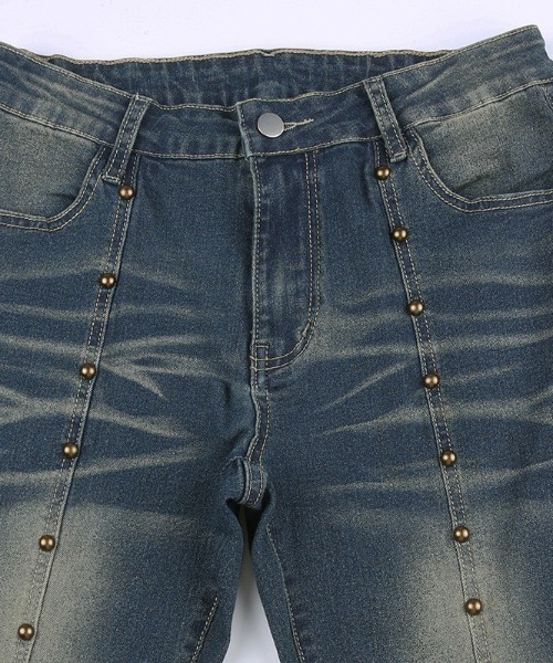 VIBGYOR（ヴィブジョー）の「【LAMPOON】スタッズデニムフレアパンツ（デニムパンツ・レディース・ブルー・MEDIUM/SMALL/LARGE）」の7枚目の写真