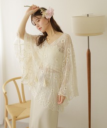 flower crochet tunic blouse /フラワー クロシェ シアー チュニック ブラウス