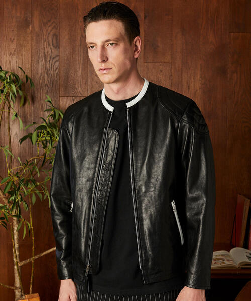 【希少】Schott レザージャケット　ノーカラー Schott/ショット/NOCOLLAR RACING JACKET/ノーカラー レーシング