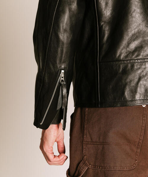 Schott(ショット)の「Schott/ショット/NOCOLLAR RACING JACKET/ノーカラー レーシング ジャケット(ライダースジャケット・メンズ・ブラック・XL/L/M/2XL)」の14枚目の写真