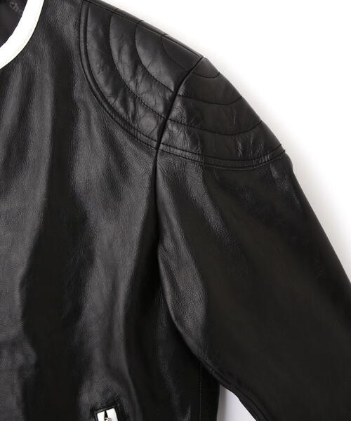 Schott(ショット)の「Schott/ショット/NOCOLLAR RACING JACKET/ノーカラー レーシング ジャケット(ライダースジャケット・メンズ・ブラック・XL/L/M/2XL)」の18枚目の写真