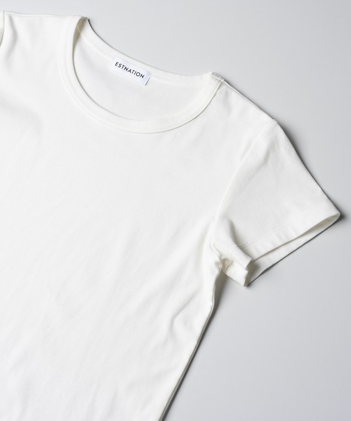 ESTNATION（エストネーション）の「ESTNATION / コンパクト フライス Tシャツ（Tシャツ/カットソー・レディース・ホワイト/ブラック/ブラウン/イエロー・FREE）」の2枚目の写真