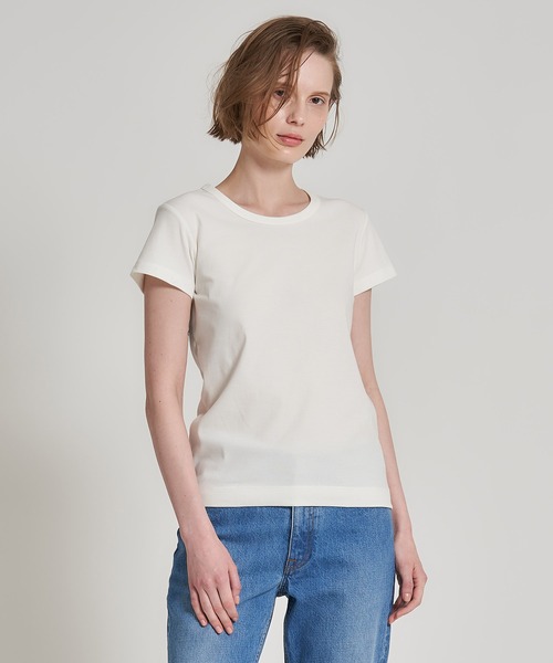 ESTNATION（エストネーション）の「ESTNATION / コンパクト フライス Tシャツ（Tシャツ/カットソー・レディース・ホワイト/ブラック/ブラウン/イエロー・FREE）」の12枚目の写真