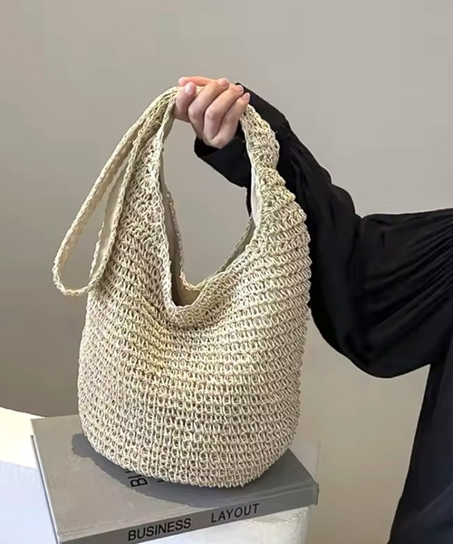 ammy.(エイミードット)の「【 ammy. / エイミードット 】 バケツ型 ワンハンドル ペーパー ショルダーバッグ(ショルダーバッグ・レディース・ブラウン/ナチュラル・FREE)」の6枚目の写真