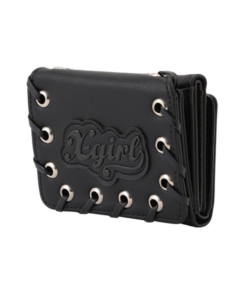 X-girl(エックスガール)の「FAUX LEATHER PATCH WALLET(財布・レディース・ピンク/ブラック・ONE SIZE)」の1枚目の写真