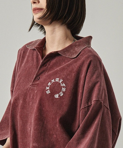 Alfred Alex】ヴィンテージ加工 パウダーブリーチ サークルロゴ刺繍