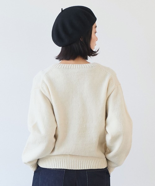 bulle de savon（ビュルデサボン）の「△ペルーハンドニット ブーケ刺繍カーディガン（カーディガン/ボレロ・レディース・ホワイト/ダークブラウン・FREE）」の6枚目の写真