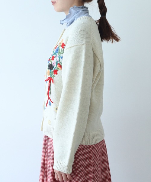 ペルーハンドニット ブーケ刺繍カーディガン（カーディガン/ボレロ