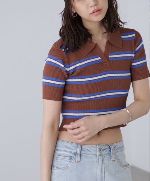 未使用　ASTRAET ボーダーリブニット　サイズフリー 未使用 ASTRAET ボーダーリブニット サイズフリー