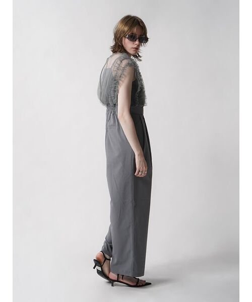 :ETHROF(イーサオブ)の「FRILL TULLE DOCKING ALLINONE(つなぎ/オールインワン・レディース・グレー・MEDIUM)」の3枚目の写真