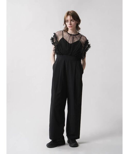 :ETHROF(イーサオブ)の「FRILL TULLE DOCKING ALLINONE(つなぎ/オールインワン・レディース・グレー・MEDIUM)」の4枚目の写真