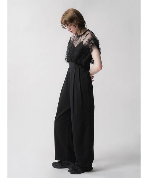 :ETHROF(イーサオブ)の「FRILL TULLE DOCKING ALLINONE(つなぎ/オールインワン・レディース・グレー・MEDIUM)」の5枚目の写真