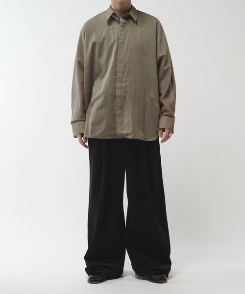 Lui's（ルイス）の「ウール混ドライタッチシアーシャツ（シャツ/ブラウス・メンズ・ブラック/チャコールグレー/アッシュグレー・FREE）」の20枚目の写真