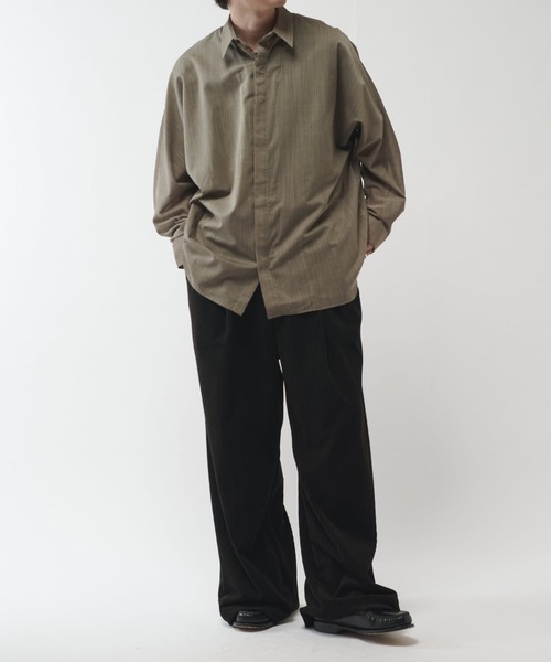 Lui's（ルイス）の「ウール混ドライタッチシアーシャツ（シャツ/ブラウス・メンズ・ブラック/チャコールグレー/アッシュグレー・FREE）」の21枚目の写真