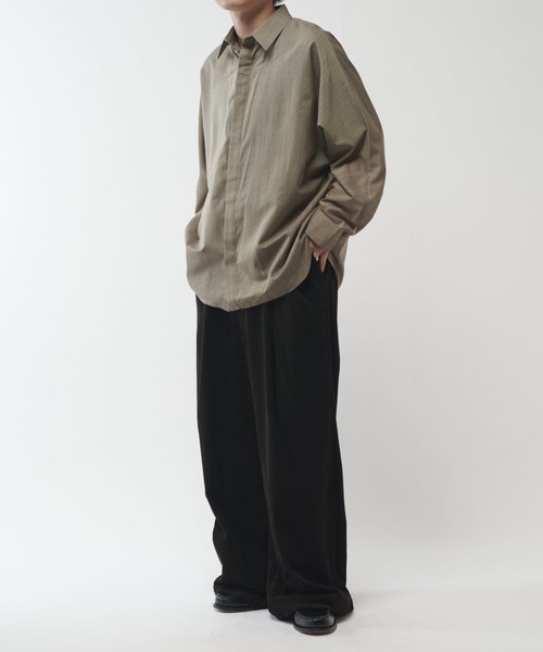 Lui's（ルイス）の「ウール混ドライタッチシアーシャツ（シャツ/ブラウス・メンズ・ブラック/チャコールグレー/アッシュグレー・FREE）」の22枚目の写真